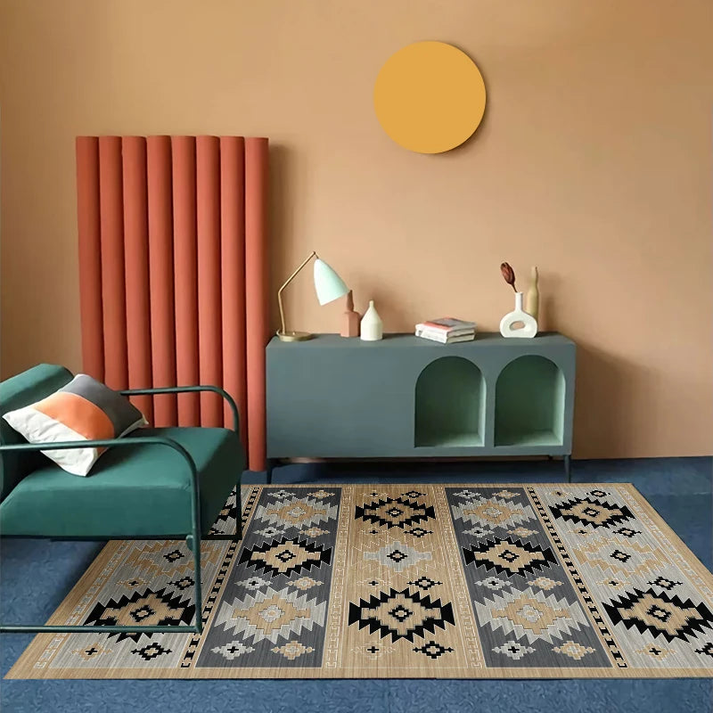 Bohemian Area Rug – Soft Non-Slip Ethnic Style Carpet, Machine Washable