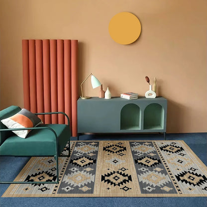 Bohemian Area Rug – Soft Non-Slip Ethnic Style Carpet, Machine Washable
