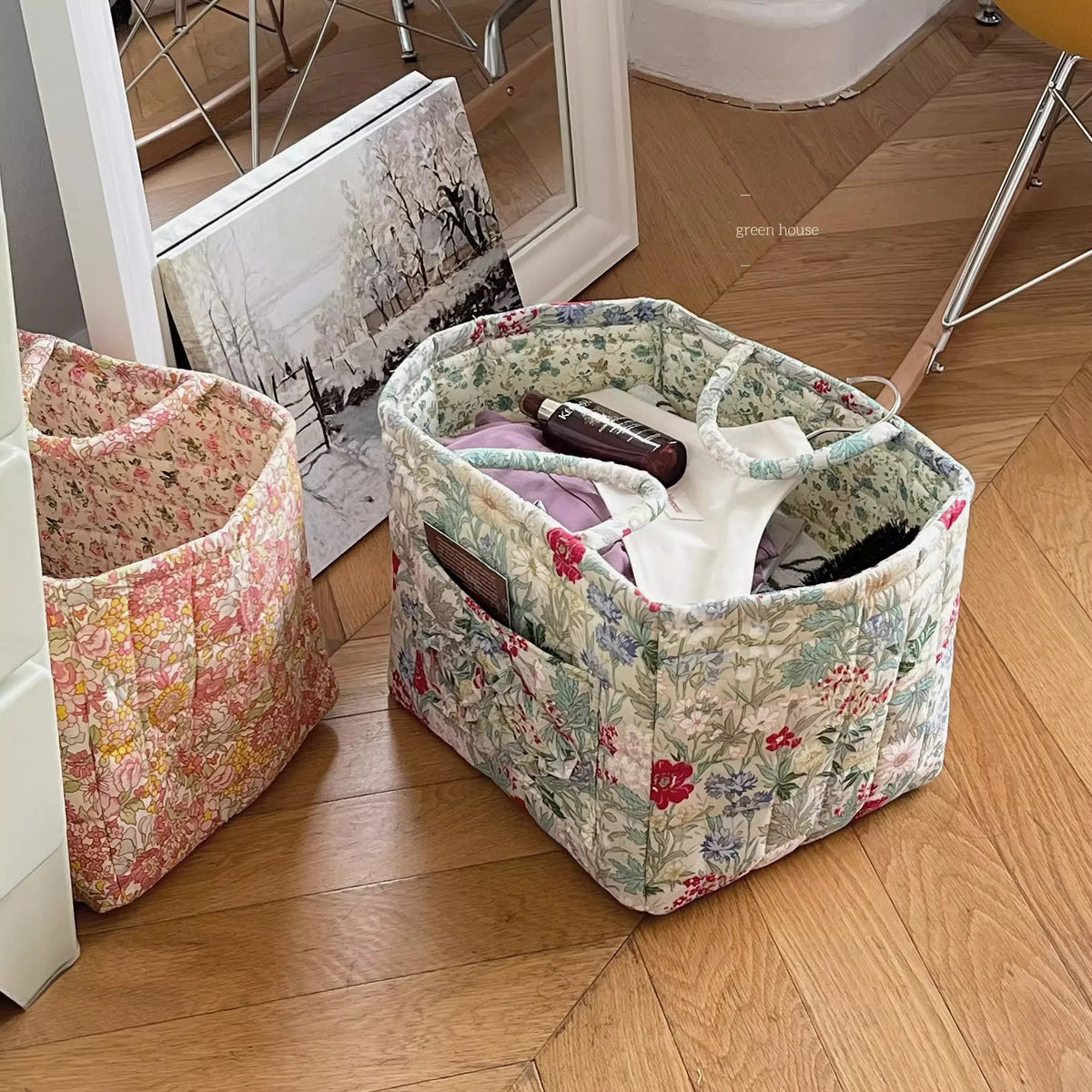 Floral Quilted Tote Bag for Women – Retro Patchwork Handbag