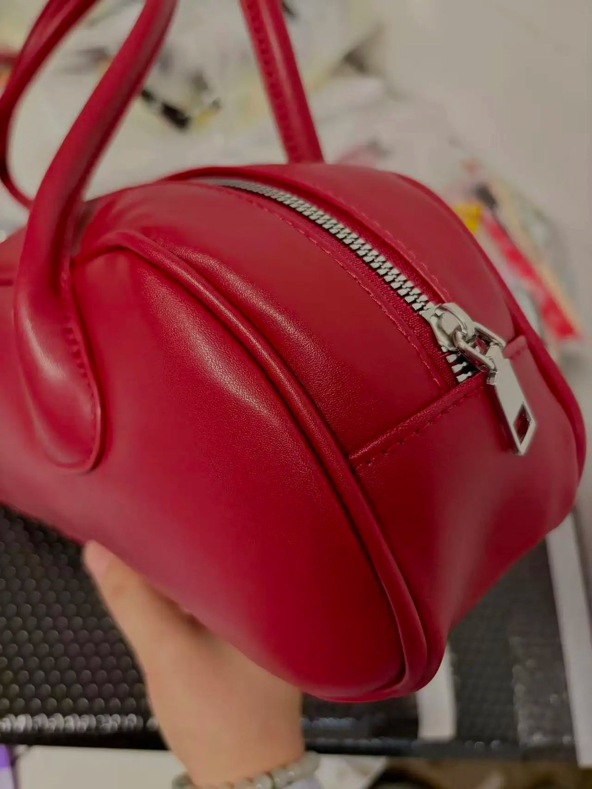 Red Underarm Bag Purse Women High Street Hot Girls Patent Leather