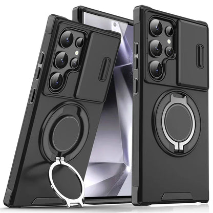 Slide Camera Cover Magnetic Ring Stand Samsung Case