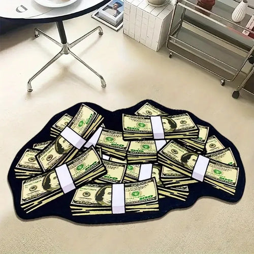Money Box Novelty Rug – Fun Dollar Bill Floor Mat for Bedroom & Entryway