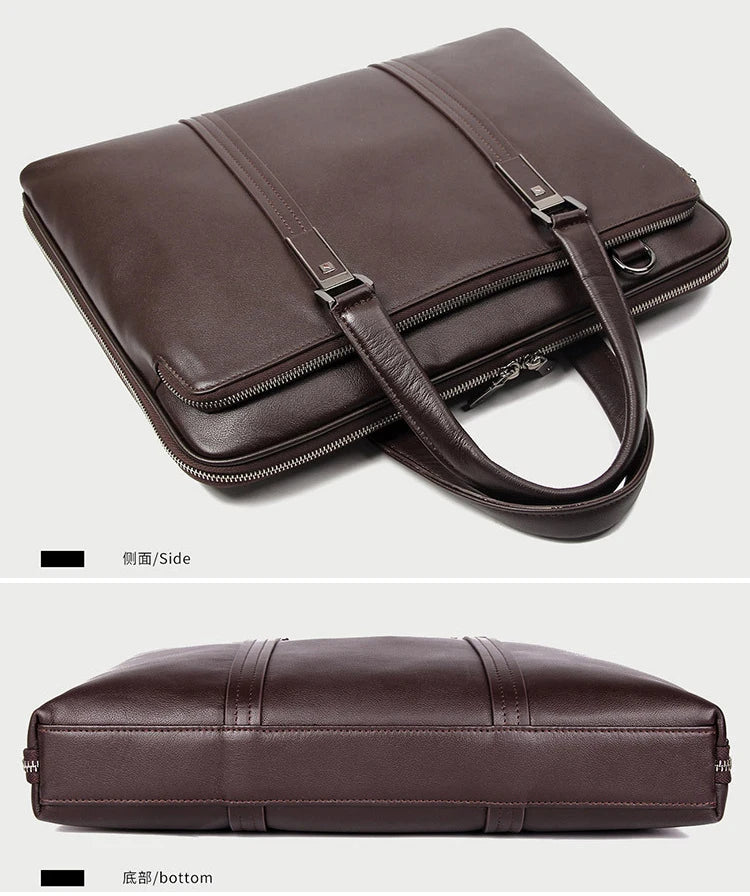 Genuine Leather Men's Briefcase – 15.6" Laptop & Business Bag
