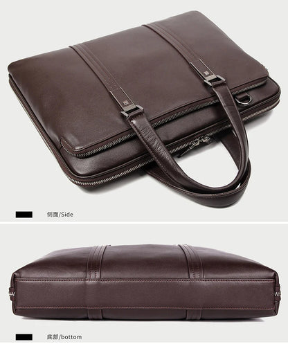 Genuine Leather Men's Briefcase – 15.6" Laptop & Business Bag