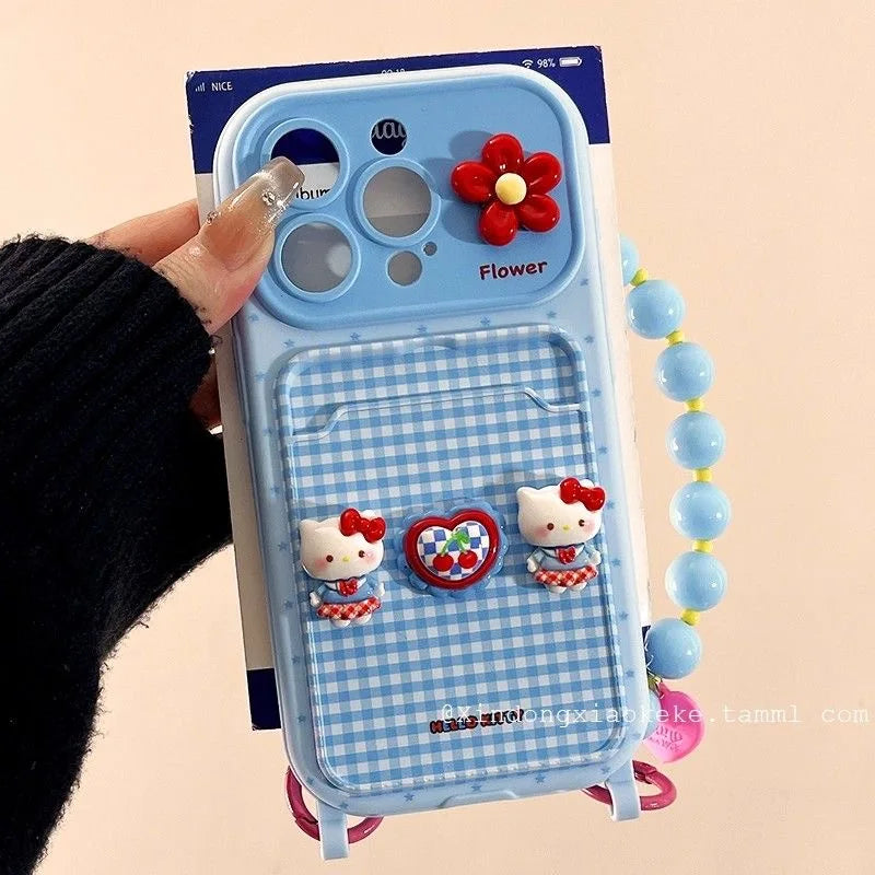 Hello Kitty 3D iPhone Case with Card Holder & Bead Bracelet