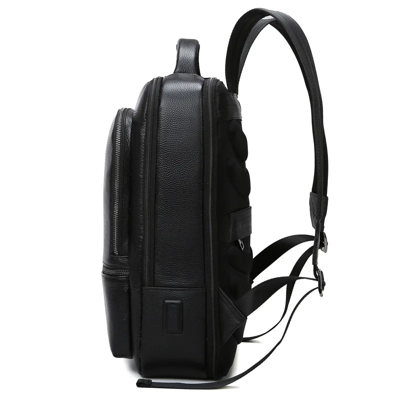 Genuine Leather Men's Laptop Backpack – 15.6 Inch Business Bag