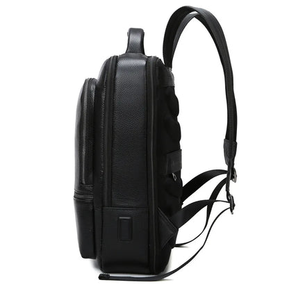 Genuine Leather Men's Laptop Backpack – 15.6 Inch Business Bag
