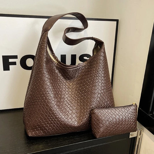 Women's Retro Artificial Leather Woven Pattern Shoulder Bag