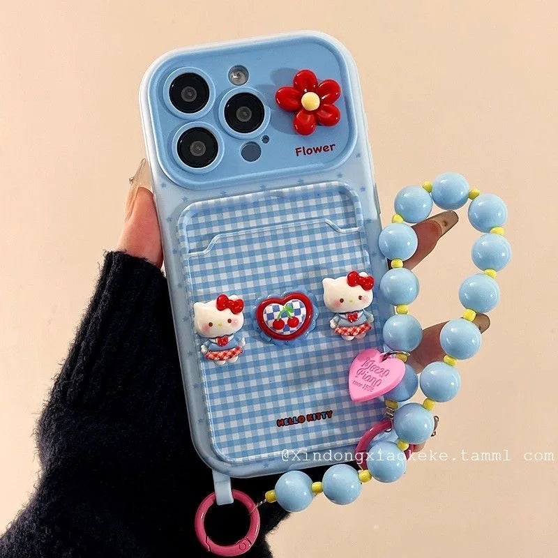 Hello Kitty 3D iPhone Case with Card Holder & Bead Bracelet