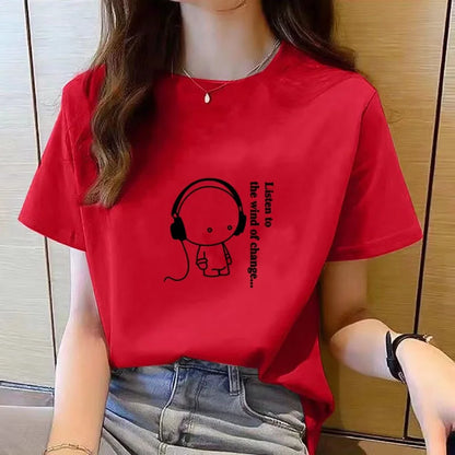 Women's Cartoon Graphic T-Shirt – Short Sleeve Korean Style