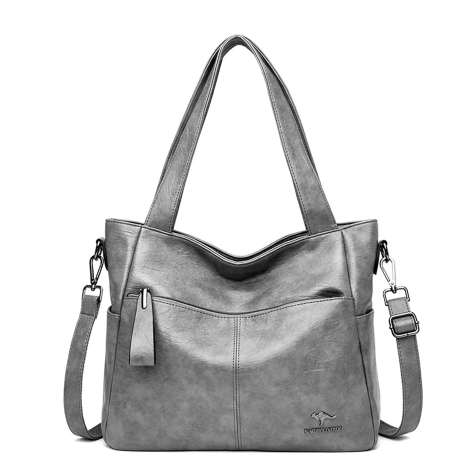 Women's Leather Tote Bag – Top Handle Shoulder Handbag