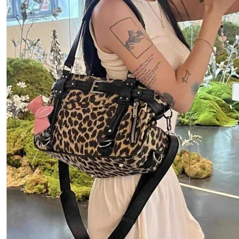 Harajuku Leopard Print Y2k Shoulder Bags