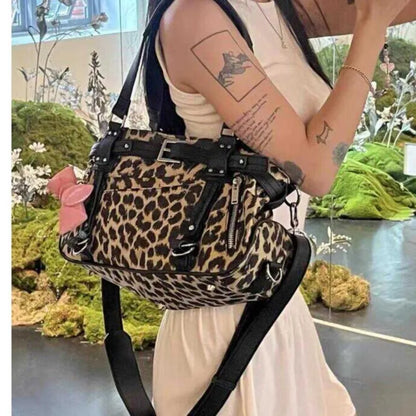 Harajuku Leopard Print Y2k Shoulder Bags