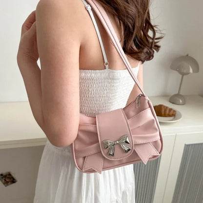 PU Leather Trendy Bow Handbag