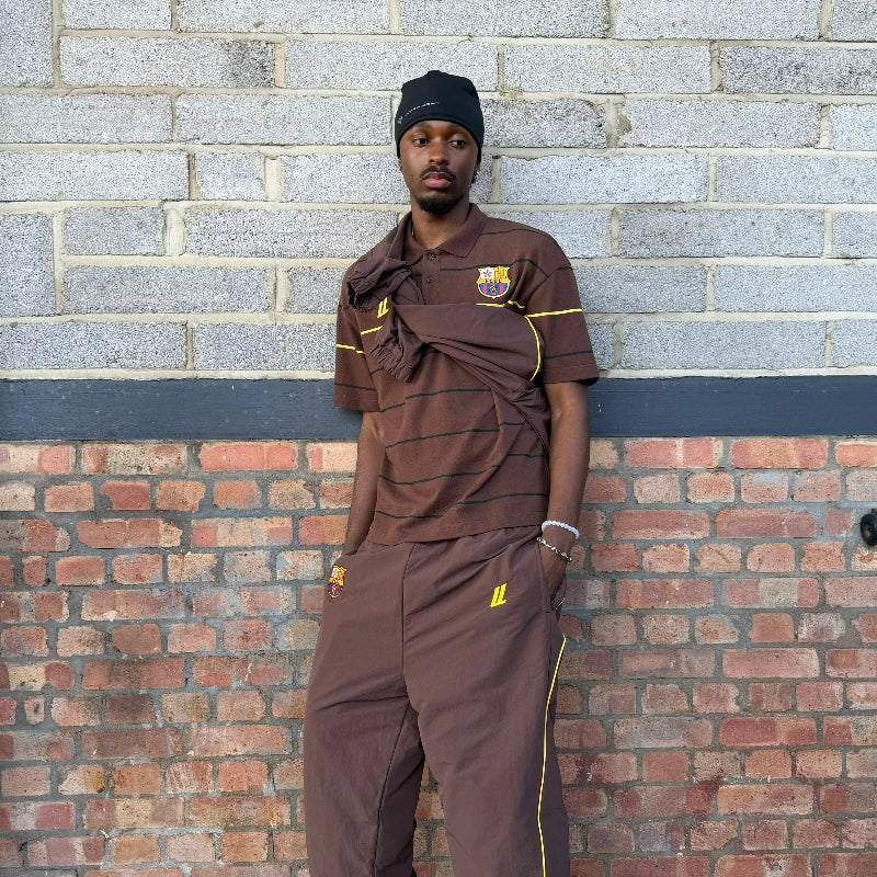 Y2K Striped Polo Shirt – Retro Embroidered Logo Unisex Tee