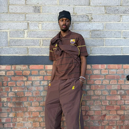 Y2K Striped Polo Shirt – Retro Embroidered Logo Unisex Tee