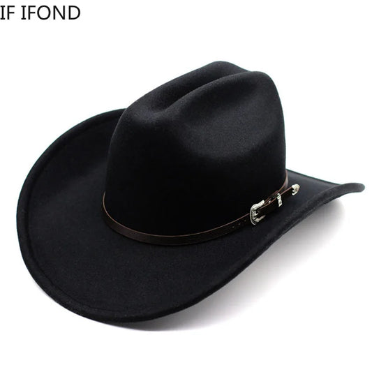 Wide Brim Cowboy Hat – Vintage Western Jazz Hat for Men & Women
