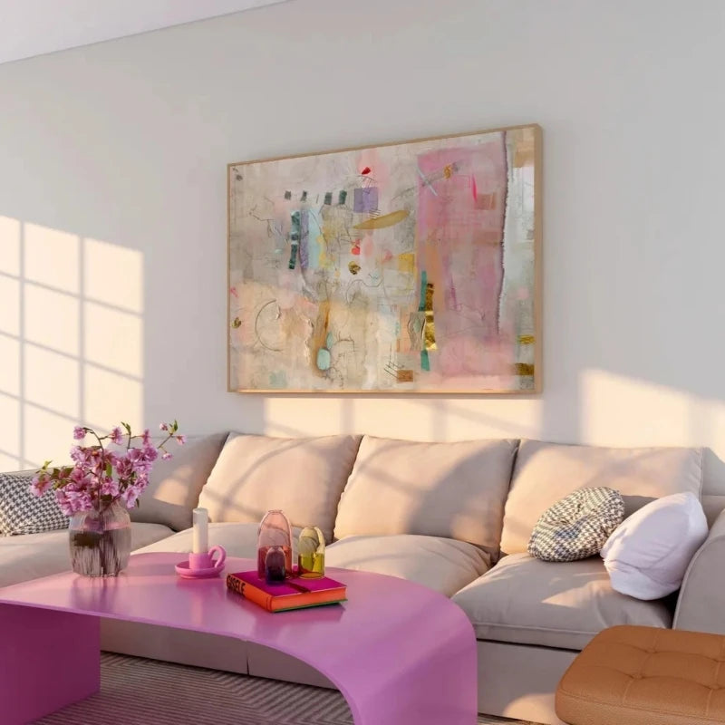 Abstract Pastel Wall Art Print – Minimalist Oil Painting Poster