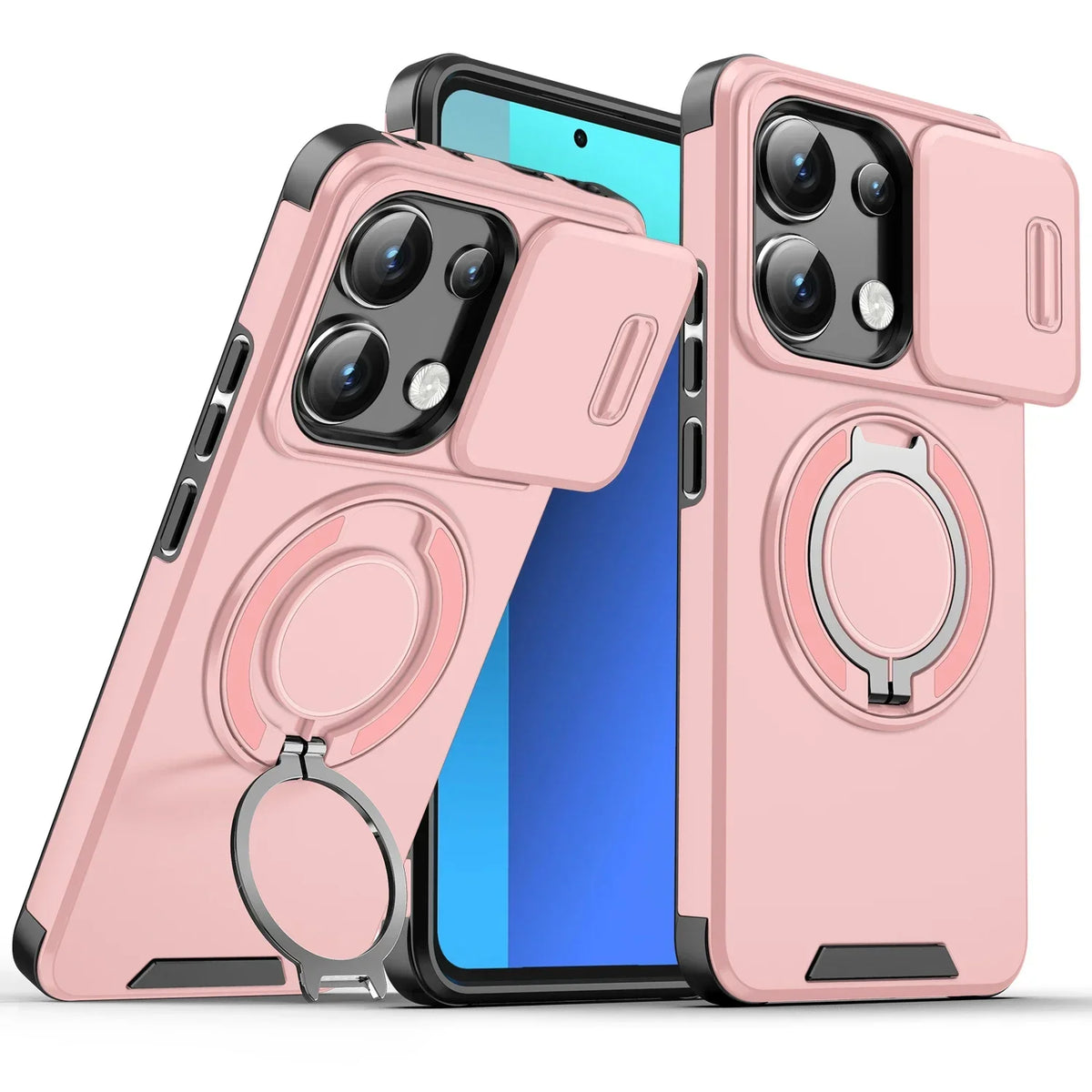 Magnetic Ring Stand Case for Redmi Note 13 Pro 5G 4G | Slide Camera Cover