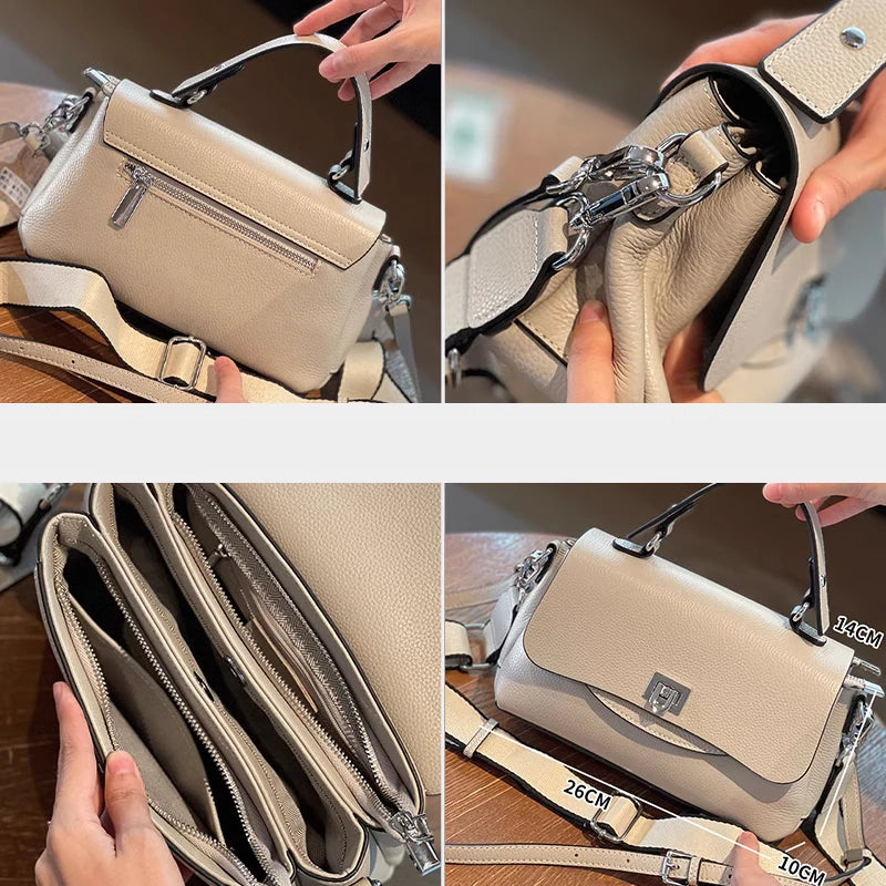 Women's Genuine Leather Crossbody Bag with Top Handle