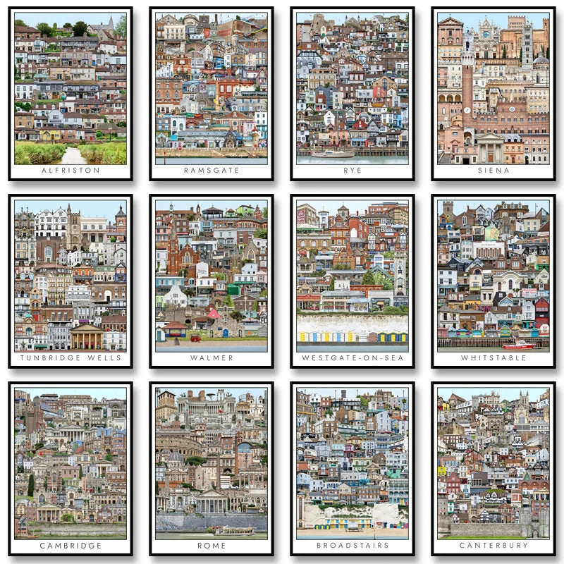 Vintage Cityscape Canvas Wall Art – Abstract City Poster Print