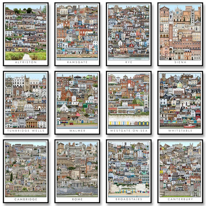 Vintage Cityscape Canvas Wall Art – Abstract City Poster Print