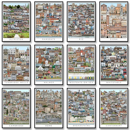 Vintage Cityscape Canvas Wall Art – Abstract City Poster Print