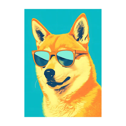 Corgi Wearing Sunglasses Poster Funny Dog Canvas Painting Print Wall Art Picture Living Room Cuadros