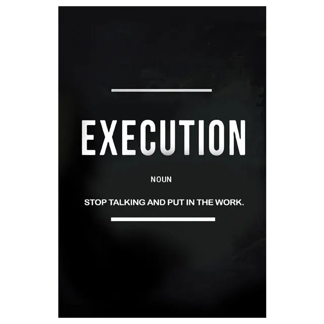 Motivational Quote Canvas Wall Art – Execution Hustle Poster