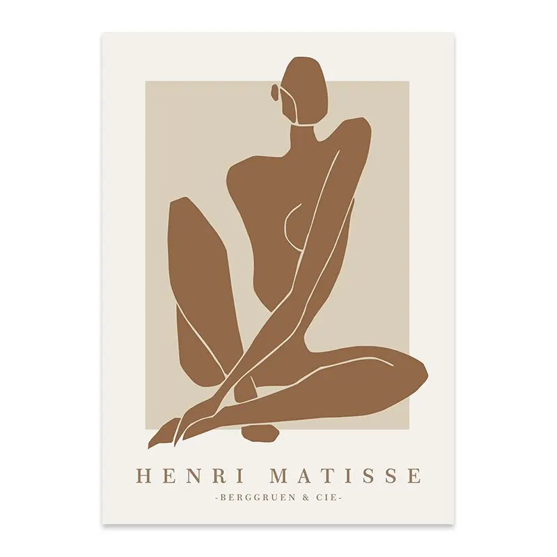 Matisse Boho Abstract Wall Art Poster – Minimalist Line Figure Print
