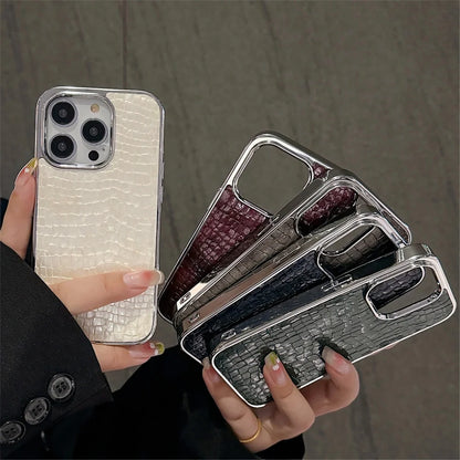 Crocodile Pattern iPhone Case with Chrome Plating – iPhone 11 to 17 Series