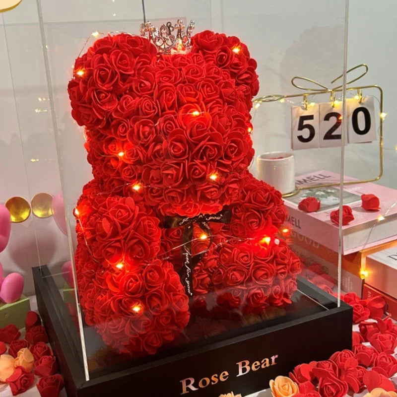 Eternal Rose Teddy Bear Gift Decoration