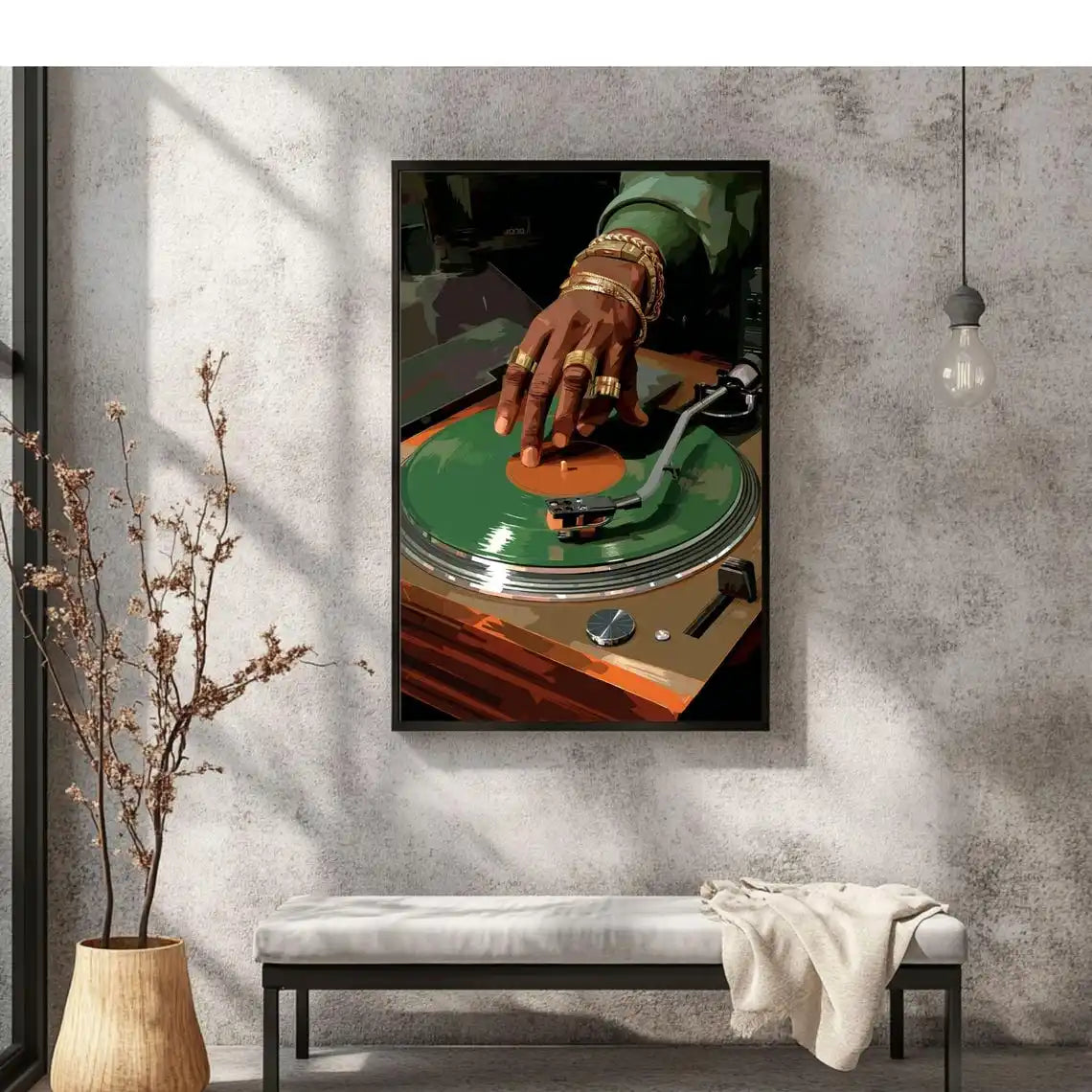 DJ Turntable Vinyl Record Wall Art Print Hip Hop Music Poster