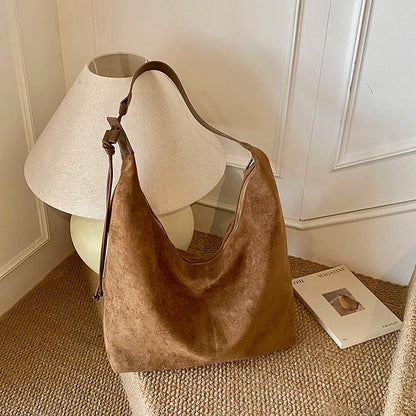Leopard Print Shoulder Bag – Women's Large Suede Hobo Tote