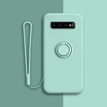 Soft Silicone Samsung Galaxy Case with Ring Holder and Wrist Strap