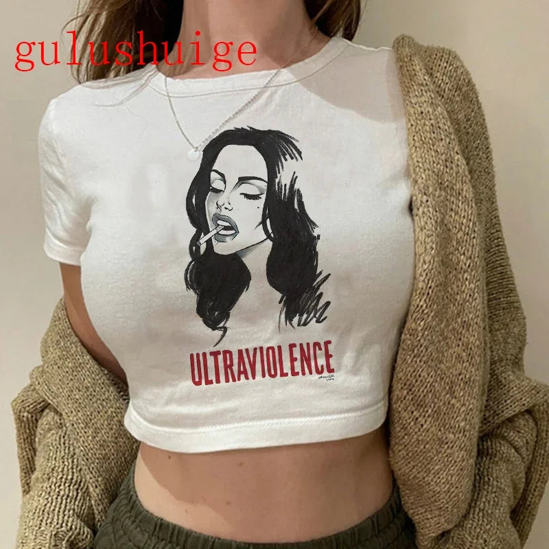 Lana Del Rey Ultraviolence Graphic Crop Top – Women's Vintage Short Sleeve Tee
