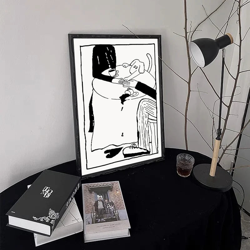 Minimalist Black and White Line Art Canvas Wall Art Print