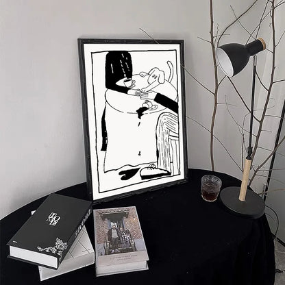 Minimalist Black and White Line Art Canvas Wall Art Print