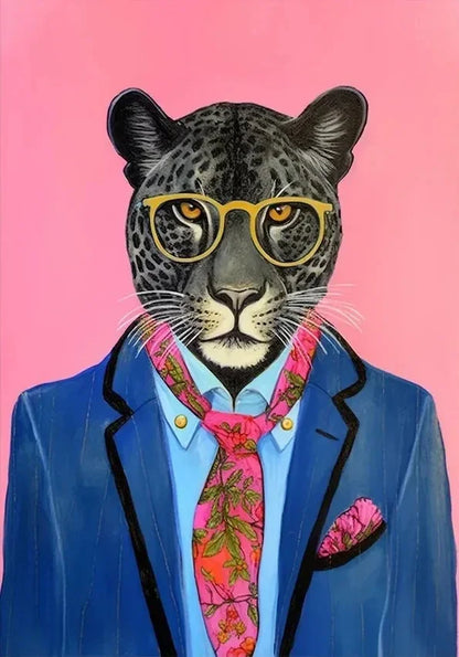 Abstract Animal Wall Art Poster – Funny Dressed Animal Print for Club & Home Decor