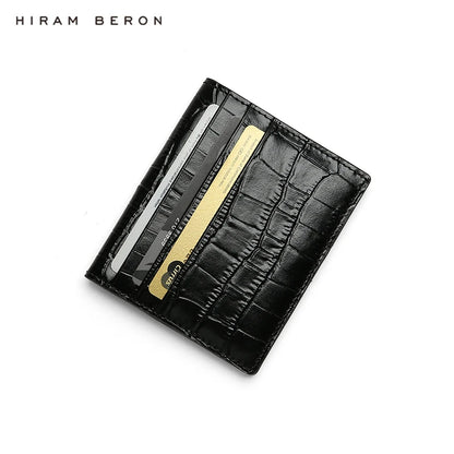 Hiram Beron Men's Crocodile Embossed Leather Bifold Wallet with Card Holder