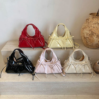 Bow Ruched Crossbody Shoulder Bag for Women