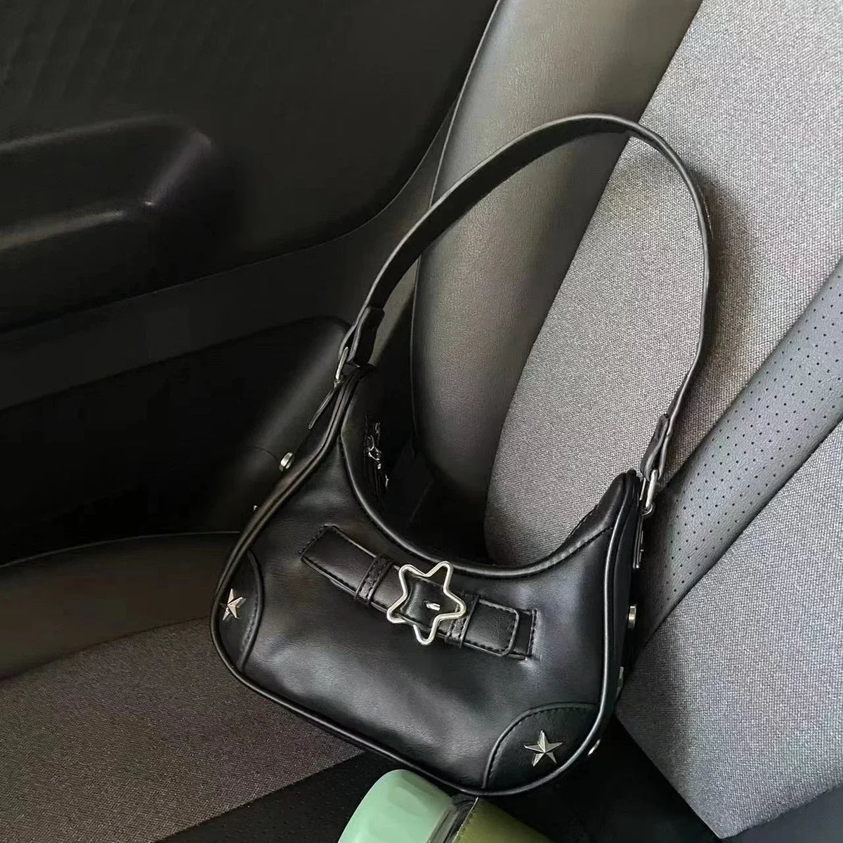 Vintage Korean Casual Cute White Star Shoulder Underarm Tote Bag