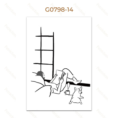 Minimalist Black and White Line Art Canvas Wall Art Print