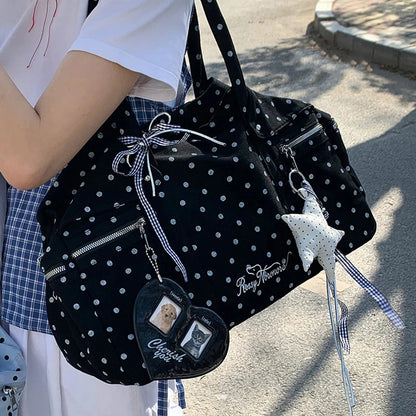 Korean Polka Dot Tote Bag Large Capacity Casual Handbag