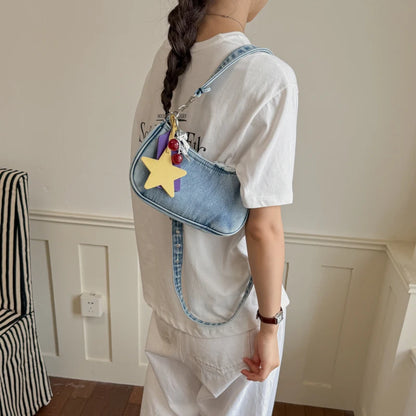 Retro Denim Shoulder Bag – Y2K Hobo Crossbody Handbag