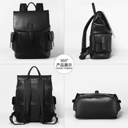 Genuine Leather Men's Backpack – 15" Laptop & Travel Bag