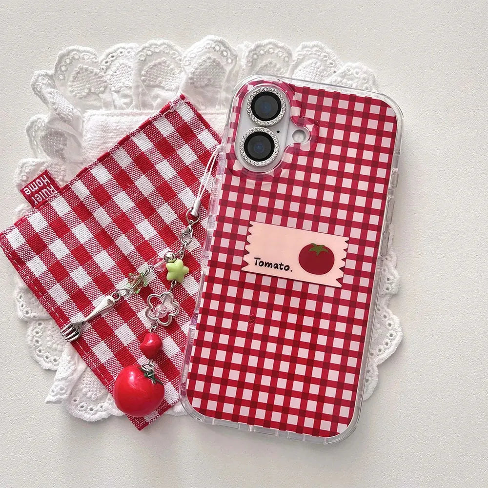 Tomato Checkered Samsung Galaxy Case – Cute Red Plaid Cover S21 to S26