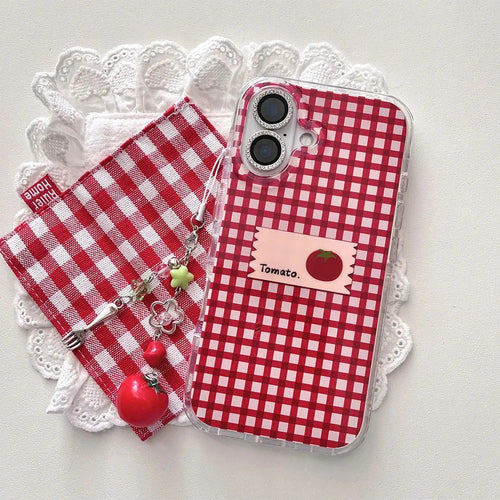 Tomato Checkered Samsung Galaxy Case – Cute Red Plaid Cover S21 to S26