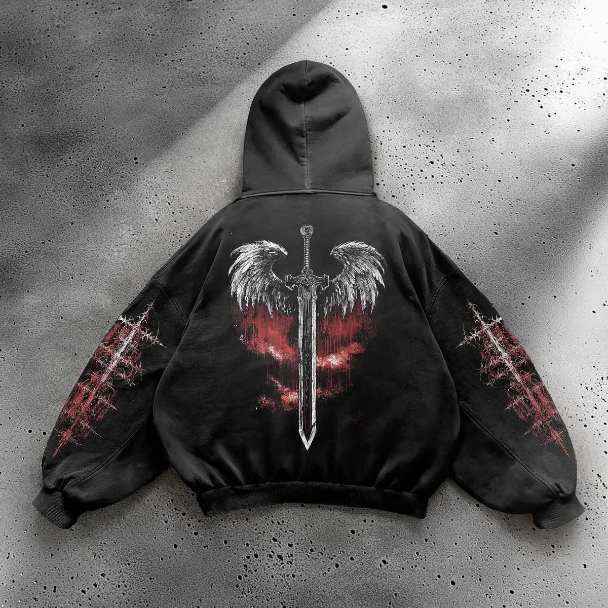 Angel Graphic Oversized Hoodie – Y2K Goth Streetwear Women
