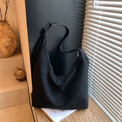 Leopard Print Shoulder Bag – Women's Large Suede Hobo Tote